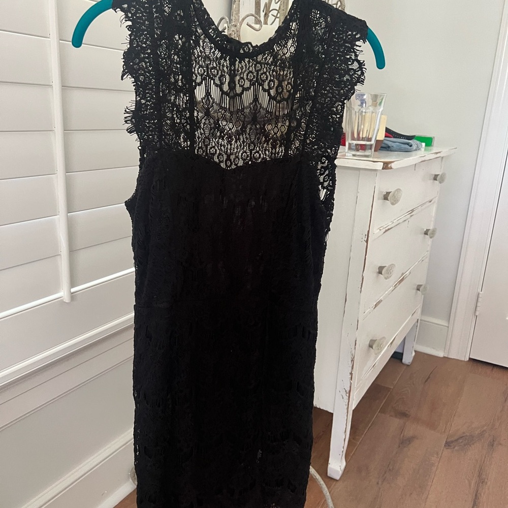 Free People Black Lace Backless Dress